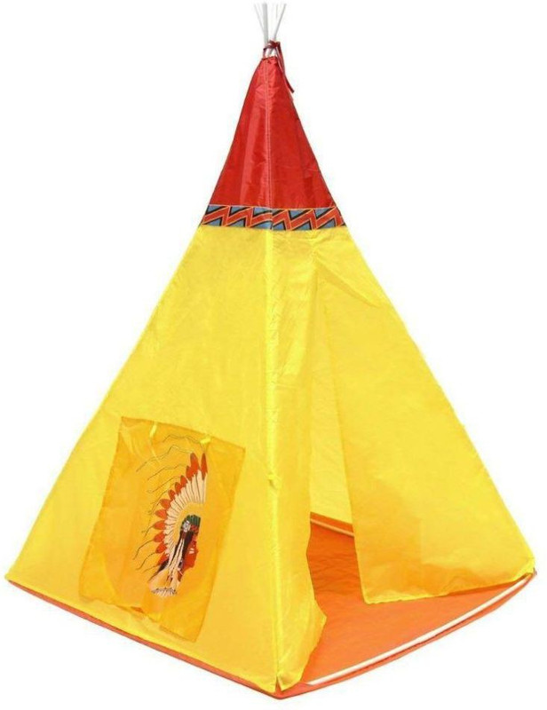 dharti enterprise Kids Play Tent Indian House,Indoor/Outdoor Water Repellent Folds Kids Tents,Flame-Resistant Toy(Yellow)