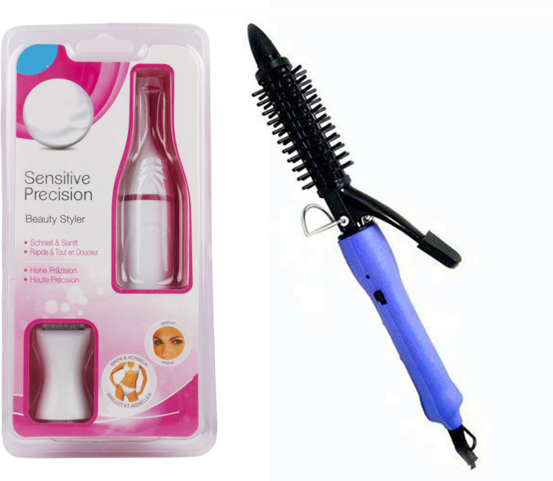 pritam global traders combo pack hair curler Nv-16b , Trimmer for women, Eyebrow, Face, Underarms Bikini Hair Remover for women Personal Care Appliance Combo(Trimmer, Hair Curler)