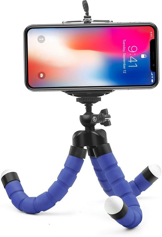m s megaslim Universal Mini Best Quality Flexible Sponge Octopus Tripod With Portable And Adjustable Tripod Support Tripod(Blue, Supports Up to 1000 g)
