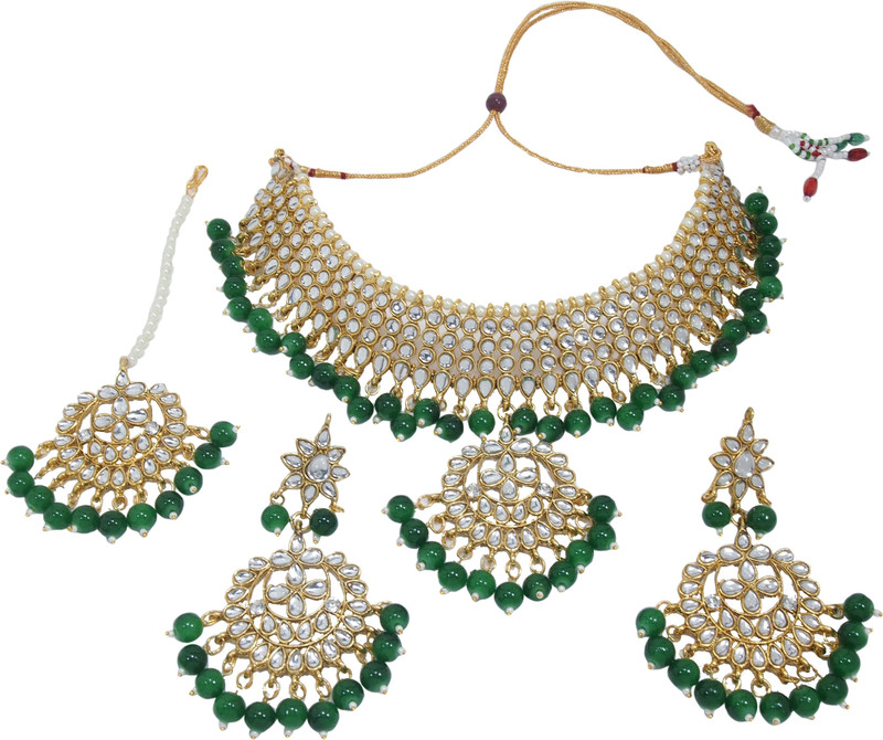 padmavati bangles Alloy Jewel Set(Green, White)