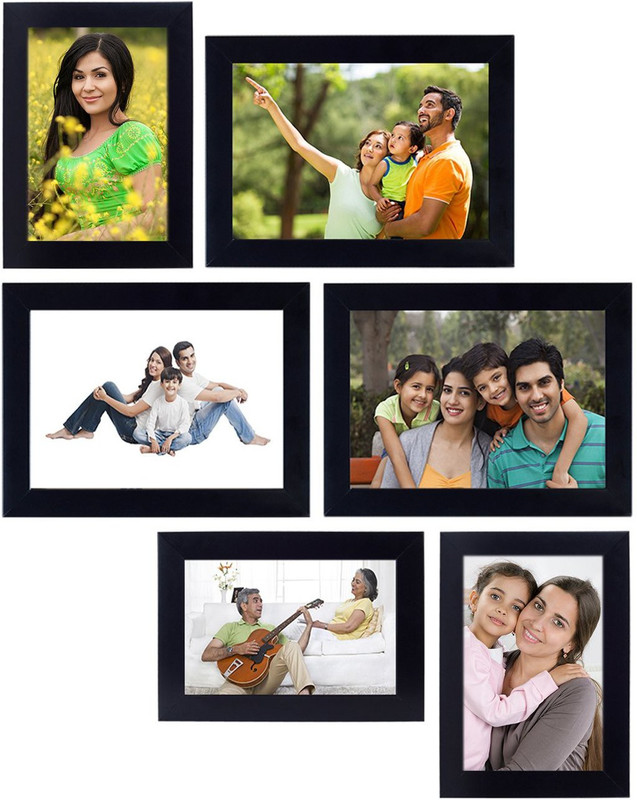 Mr. KG Wooden Photo Frame Black | 02 | Set of 6 (3- 5x7, 3-4x6) 9 inch wooden(1 GB, Black, Brown)
