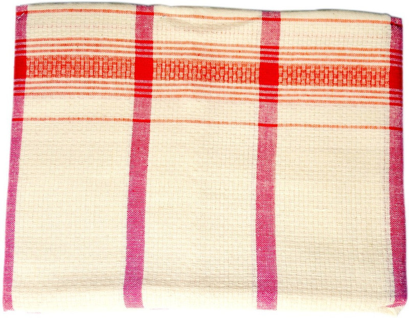3stones Cotton 100 GSM Bath Towel(Red, Cream)
