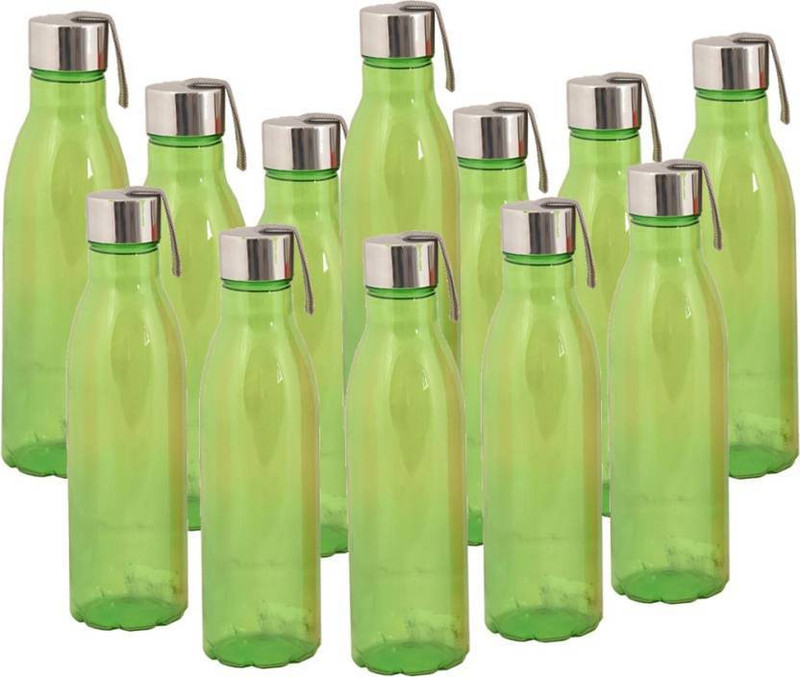 saiswar Steel cap fridge water bottle 1000 ml Bottle(Pack of 12, Green)