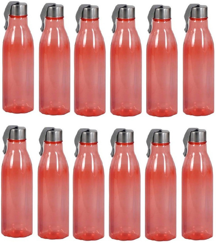 saiswar Steel cap fridge water bottle with dori 1000 ml Bottle(Pack of 12, Red)
