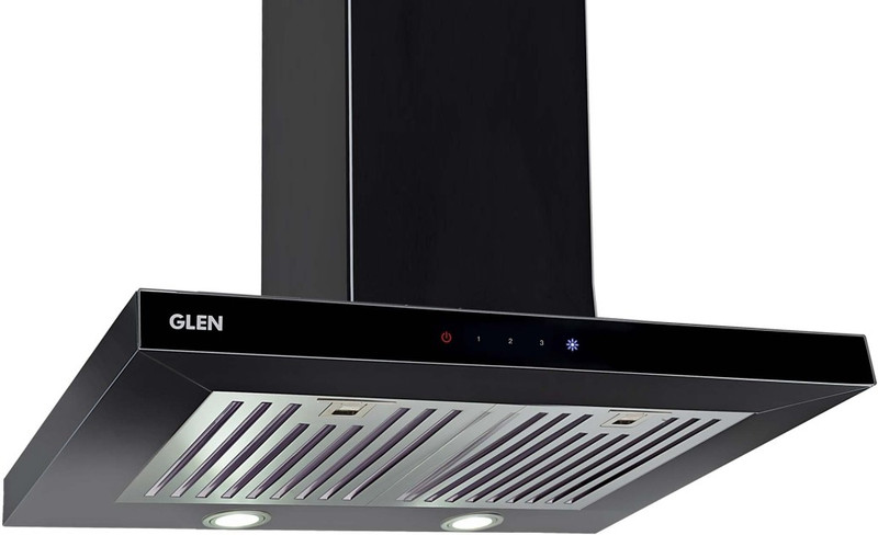 GLEN Electric Kitchen Black Colour Chimney 6056 SX TS Black 60 cm 1000 m3h Wall Mounted Chimney(BLACK 1000 CMH)