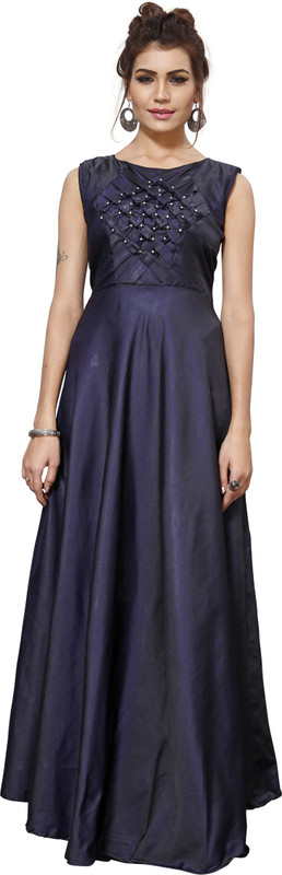 khushi creation Flared/A-line Gown(Blue)