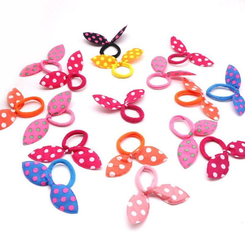 cuffsnlashes 8pcs Cute Rabbit Hair Bands/ Hair Scrunchy Rubber Band(Multicolor)