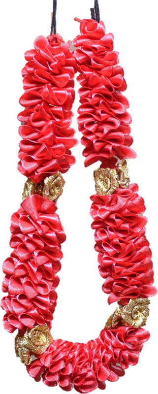 pure bliss Red Ribbon Floral Gajra Hair Chain(Red, Gold)