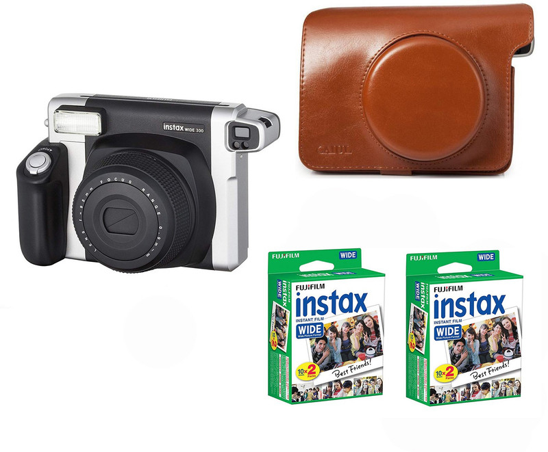 Fujifilm Wide 300 camera with brown case 40 Shots Instant Camera(Black)