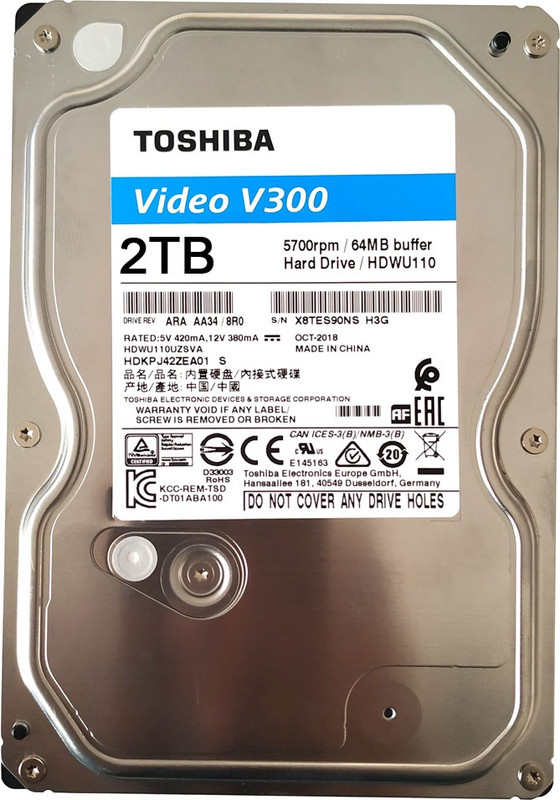 Toshiba surveillance 2 TB Surveillance Systems Internal Hard Disk Drive (av hard disk)