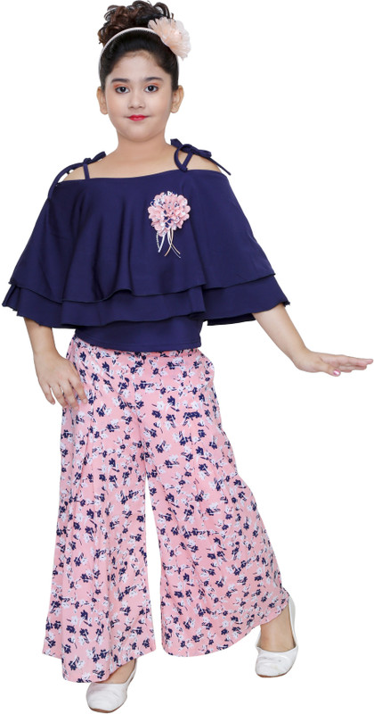 yashvi trends Girls Party(Festive) Top Trouser(Pink)