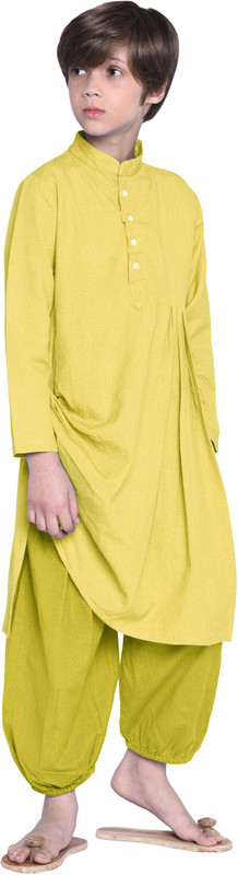 wondermom Boys Festive & Party, Formal, Wedding Kurta and Pyjama Set(Yellow Pack of 1)