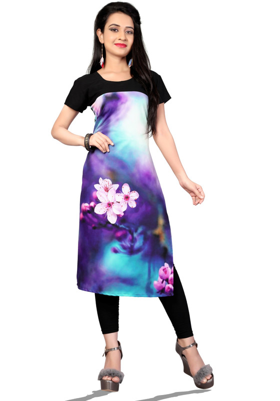 kiya Women Printed Straight Kurta(Multicolor)