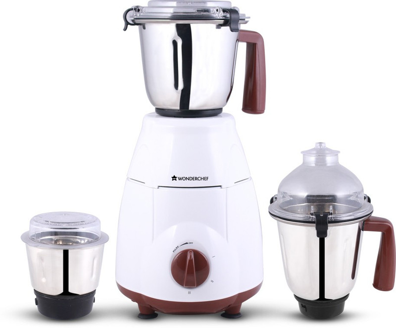 Wonderchef Amalfi 800 Mixer Grinder(White & Brown, 3 Jars)