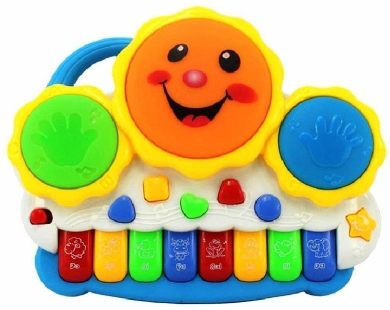 yatri Drum Keyboard Musical Piano Toy with Flashing Lights, Animal Sounds and Songs(Multicolor)