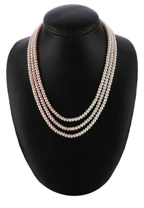 munaa lifestyle Natural triple strand pearl necklace Pearl Mother of Pearl Necklace