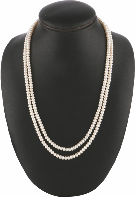 munaa lifestyle White colour double line natural freshwater pearl necklace Pearl Gold-plated Plated Mother of Pearl Necklace