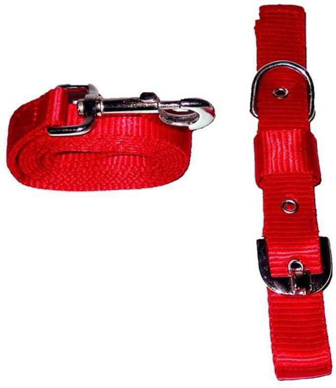 smarty Dog Collar & Leash(Extra Large, NYLON COLLAR LEASH RED WITH 1 TAG)