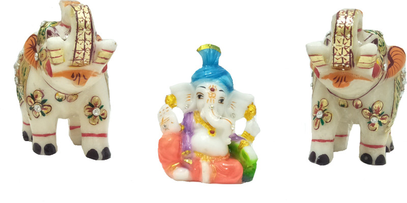 dreamcollection Maitri Ganesha Sitting On Elephant / Ganpati Bappa Sitting On Elephant ( Medium Size ) Lalbaugcha Raja Attractive Showpiece Decorative Showpiece Desk / Table Showpiece Decorative Showpiece - 5 cm Decorative Showpiece  -  5 cm(Polyresin, Marble, Multicolor)