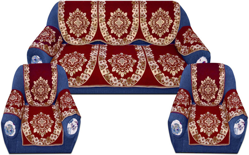 manvicreations Cotton Sofa Cover(Maroon Pack of 16)