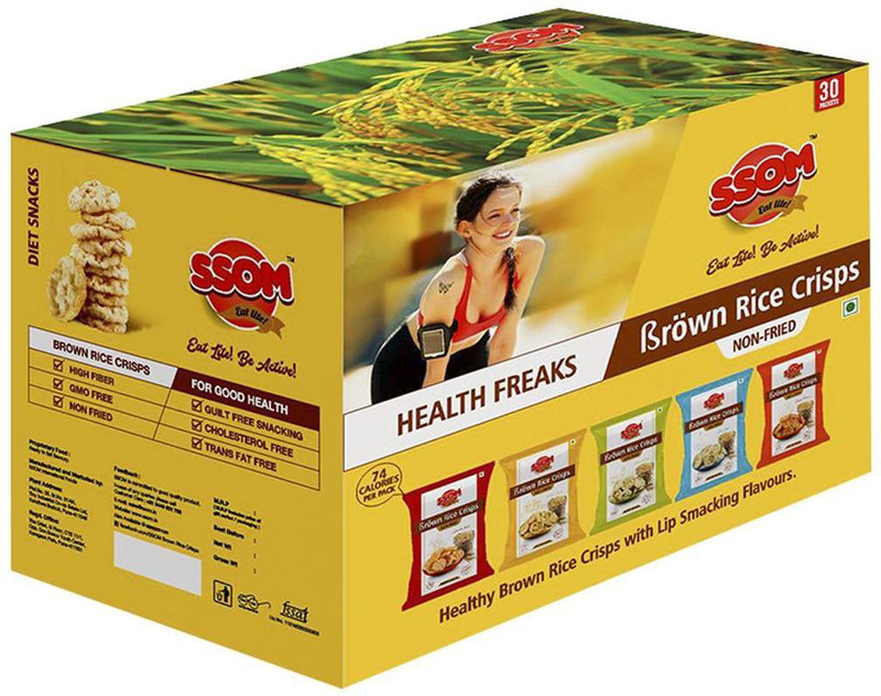 ssom Brown Rice Crisps Family Box of 30 Packs includes 5 flavors(20 g)