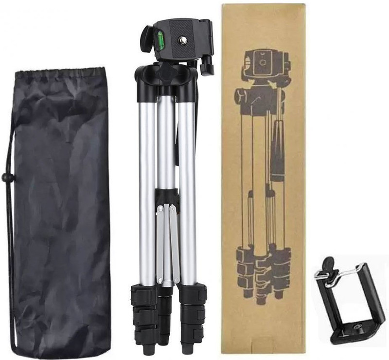 m s megaslim Tripod-3110 Stand Portable Adjustable Aluminum Lightweight Camera Stand With Three-Dimensional Head & Quick Release Plate For Video Cameras and mobile Camera Tripod With 3-Way Head Tripod Tripod 3110. Tripod(Silver, Black, Supports Up to 1500 g)