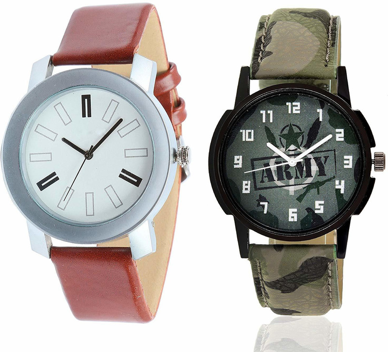 indicare army and white dial brown light color combo watch for men and boy watches boy watch men Analog Watch  - For Men
