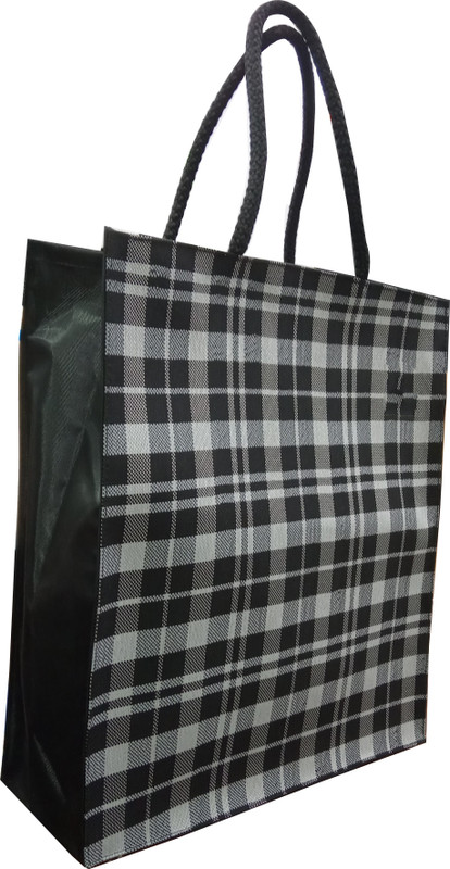 LIFEMUSIC Premium Quality Designer Stylish Trendy Jute Lunch Bag for Lunch/Return Gift/Everyday use (Larger Size) Waterproof Multipurpose Bag(Black, 10 L)