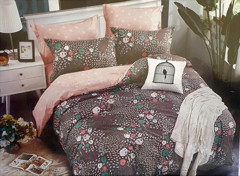 bellagio 300 TC Cotton Double King, Double Printed Bedsheet(Pack of 1, Brown)