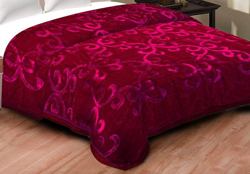 diksha Embroidered Single Mink Blanket(Polyester, Maroon)