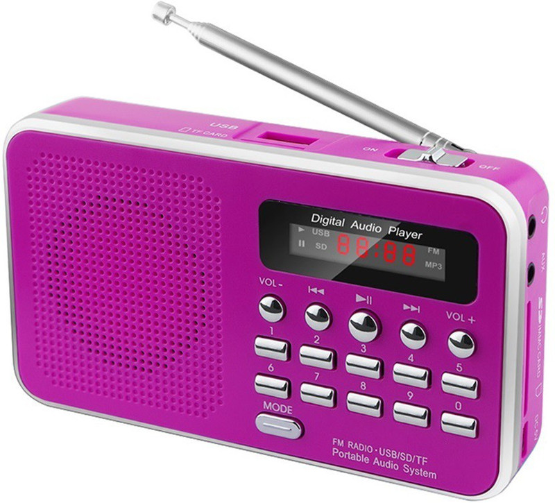 CRETO BT-SM74 Mini Portable Radio Fm AUX/USB/SD card Player FM Radio(Pink)