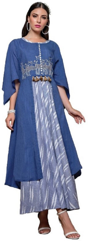 kiana fashion Casual Printed Women Kurti(Blue)