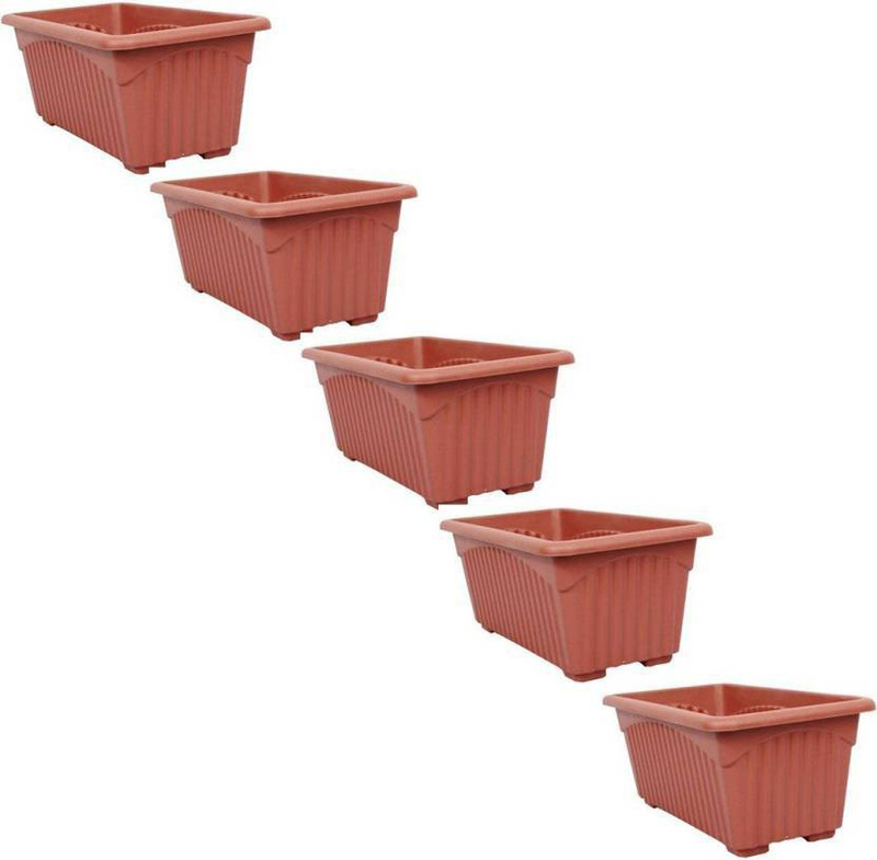 srivaari agro organics Home Garden Plant Container Rectangular Pot 13" Pack of 5 Plant Container(Plastic, External Height - 8 cm)