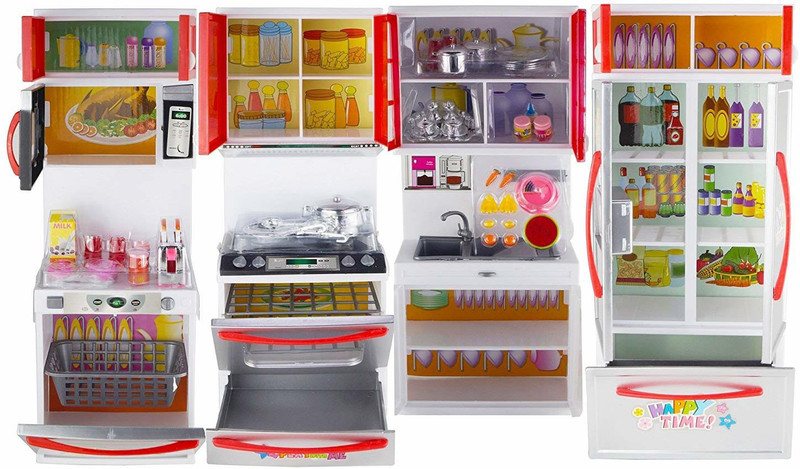 yatri Battery Operated Modern Dora The Explorer Kitchen and Accessories Pretend Learning Educational Toy Set for Kids, Girls to Play at Home with Lights and Sound