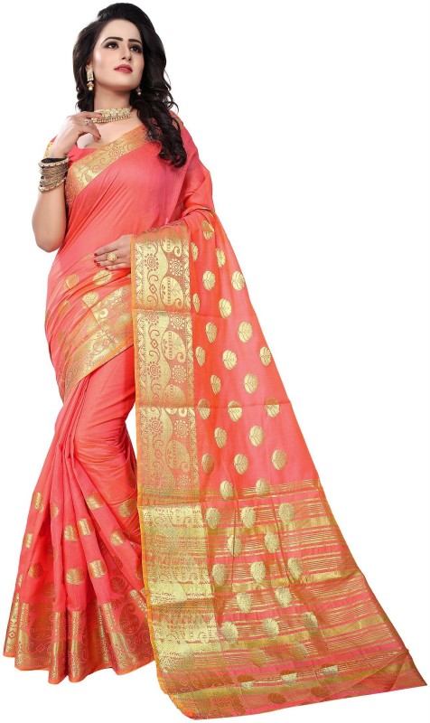 Cartyshop Self Design, Woven Banarasi Banarasi Silk, Art Silk, Cotton Silk Saree(Gold,...