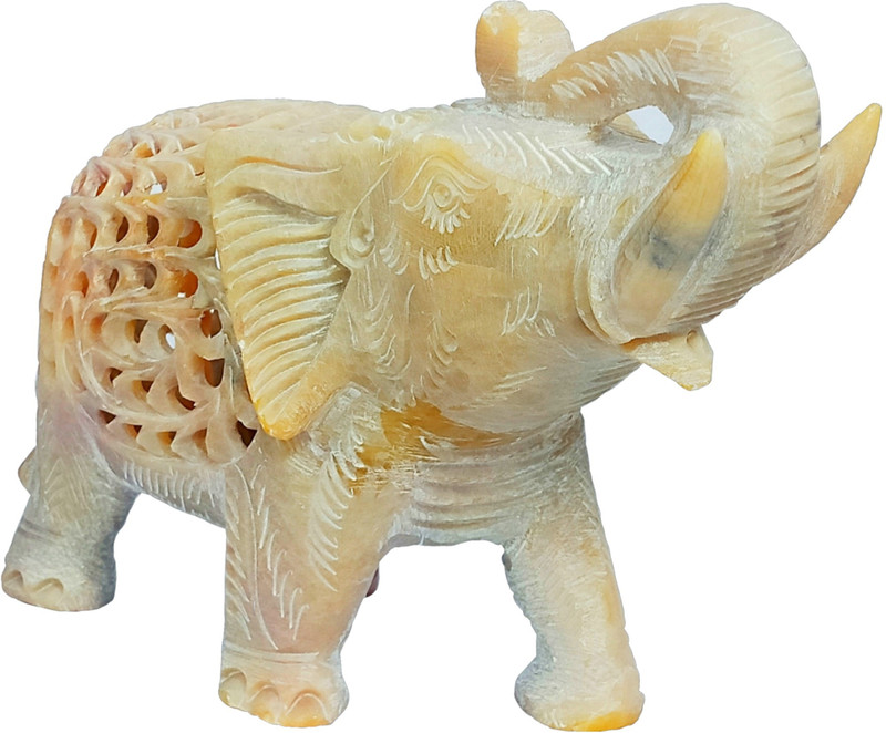 uv creation Soapstone Elephant Trunk Up Figurine 4" Inch Sculpture Decorative Showpiece  -  5 cm(Stone)