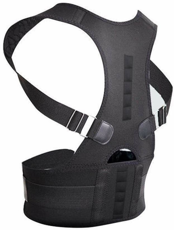 deepak High quality adjustable reflective kids posture corrector belt for children Back & Abdomen Support(Black)