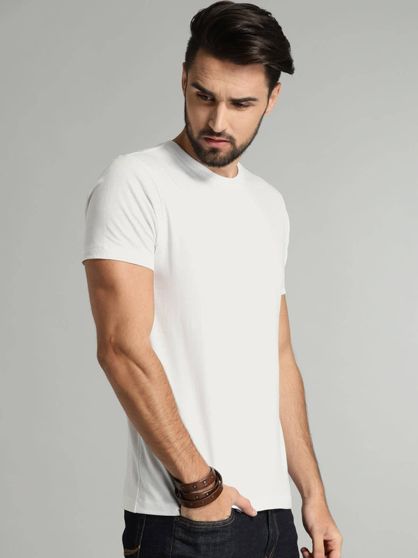 titex Solid Men & Women Round Neck White T-Shirt
