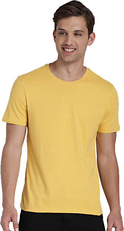 eer wear Solid Men Round Neck Yellow T-Shirt