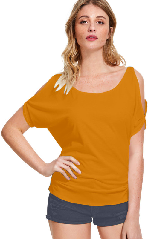 lords fashion Casual Half Sleeve Solid Women Yellow Top
