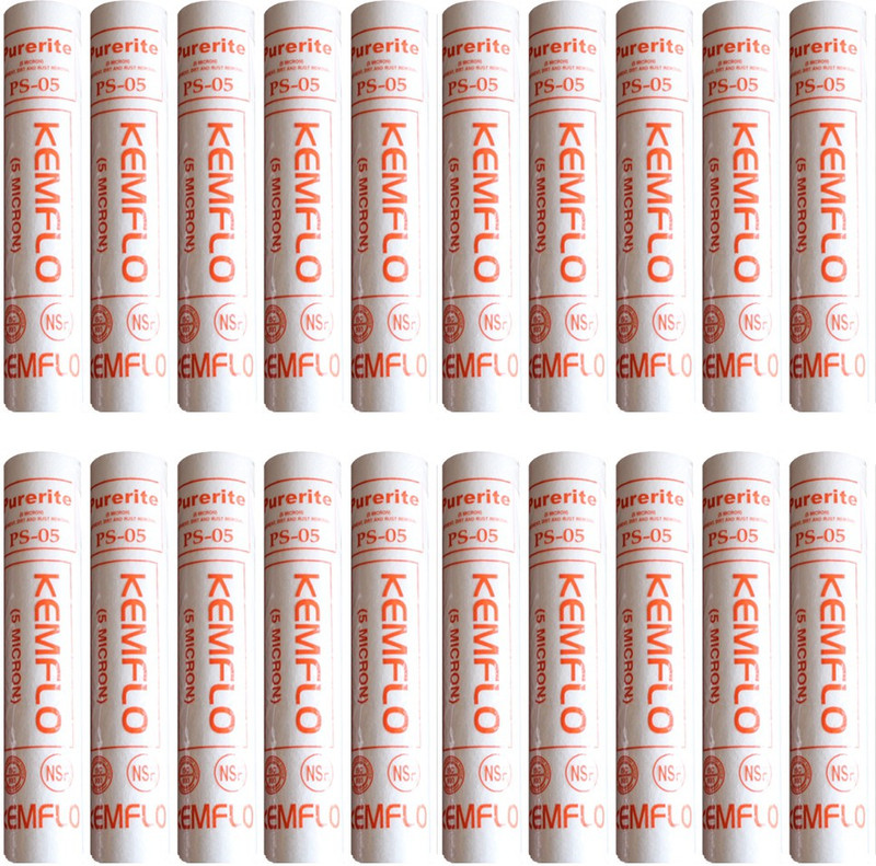 kemflo 10" 5 Micron Pack OF 20 For All Typr Of Water Purifier Solid Filter Cartridge(5, Pack of 20)
