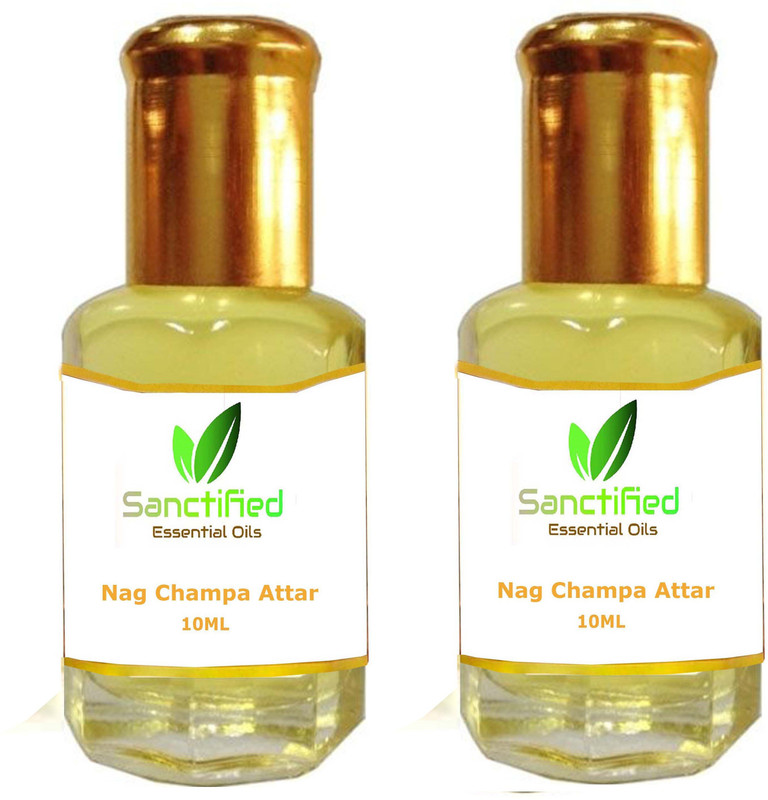 Sanctified Nag champa Attar Perfume 10ML 100% pure natural, Non alcoholic perfume (pack of 2) Herbal Attar(Champa)