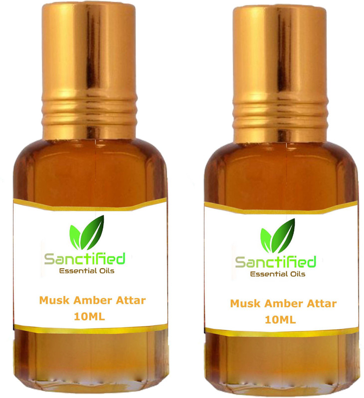 Sanctified Musk Amber Attar Perfume 10ML 100% pure natural, Non alcoholic perfume (pack of 2) Herbal Attar(Musk Arabia)
