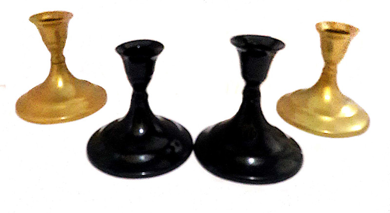 handicrft galaxy CAL Aluminium Candle Holder(Gold, Black, Pack of 1)