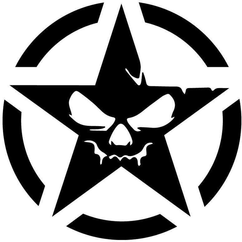 saluting Star Sticker for Windows, Sides, Bumper, Hood(White)