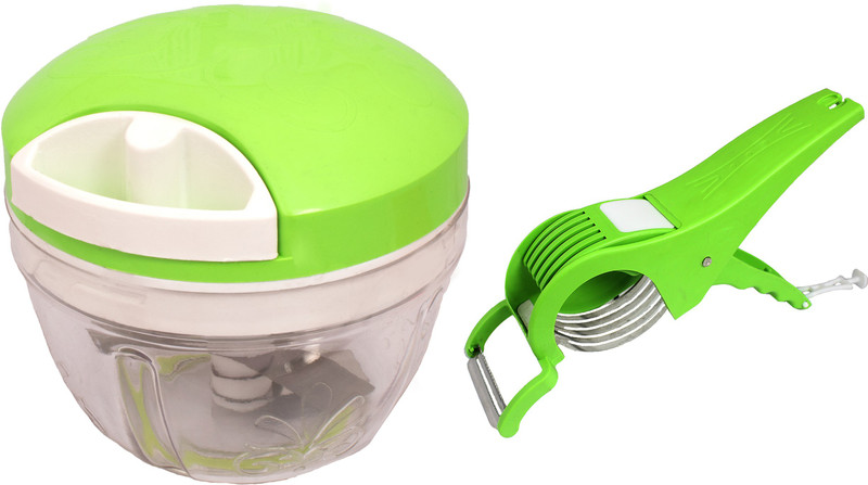 well grip Handy Chopper & Veg.cutter Green Color With Stainless Steel Blade Vegetable Grater & Slicer(1)