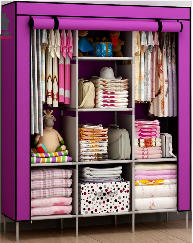 urban choice 88130 Cotton Collapsible Wardrobe(Finish Color - Purple)