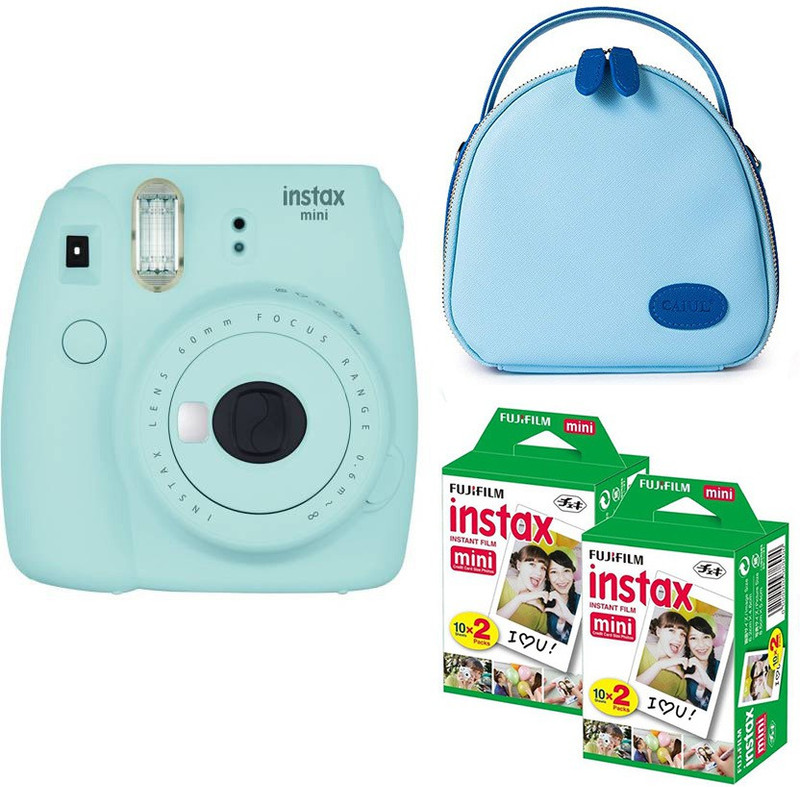 Fujifilm Mini 9 Ice Blue with blue shell bag and 40 Shots Instant Camera(Blue)