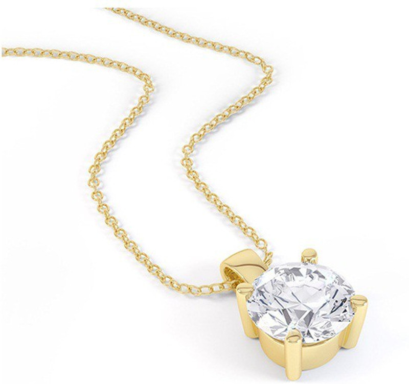silvoswan Gold Plated Round Stone Pendant for Girls and Women Best Gift for Wife, Girlfriend, Mom, Sister Platinum Cubic Zirconia Alloy