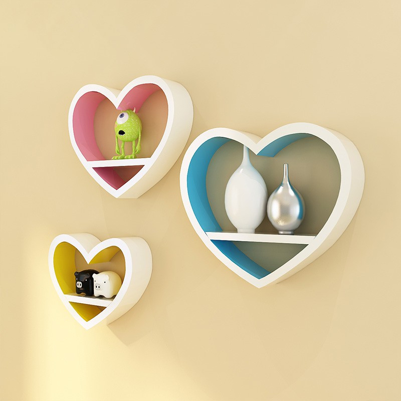 all crafts art NEW HEART SHAPE WALL SHELF MDF (Medium Density Fiber) Wall Shelf(Number of Shelves - 3, White, Yellow, Pink, White)